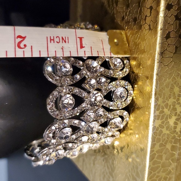 Wide Elastic Rhinestone Bracelet: Bridal Formal Special Occasion Competi… - Picture 3 of 3